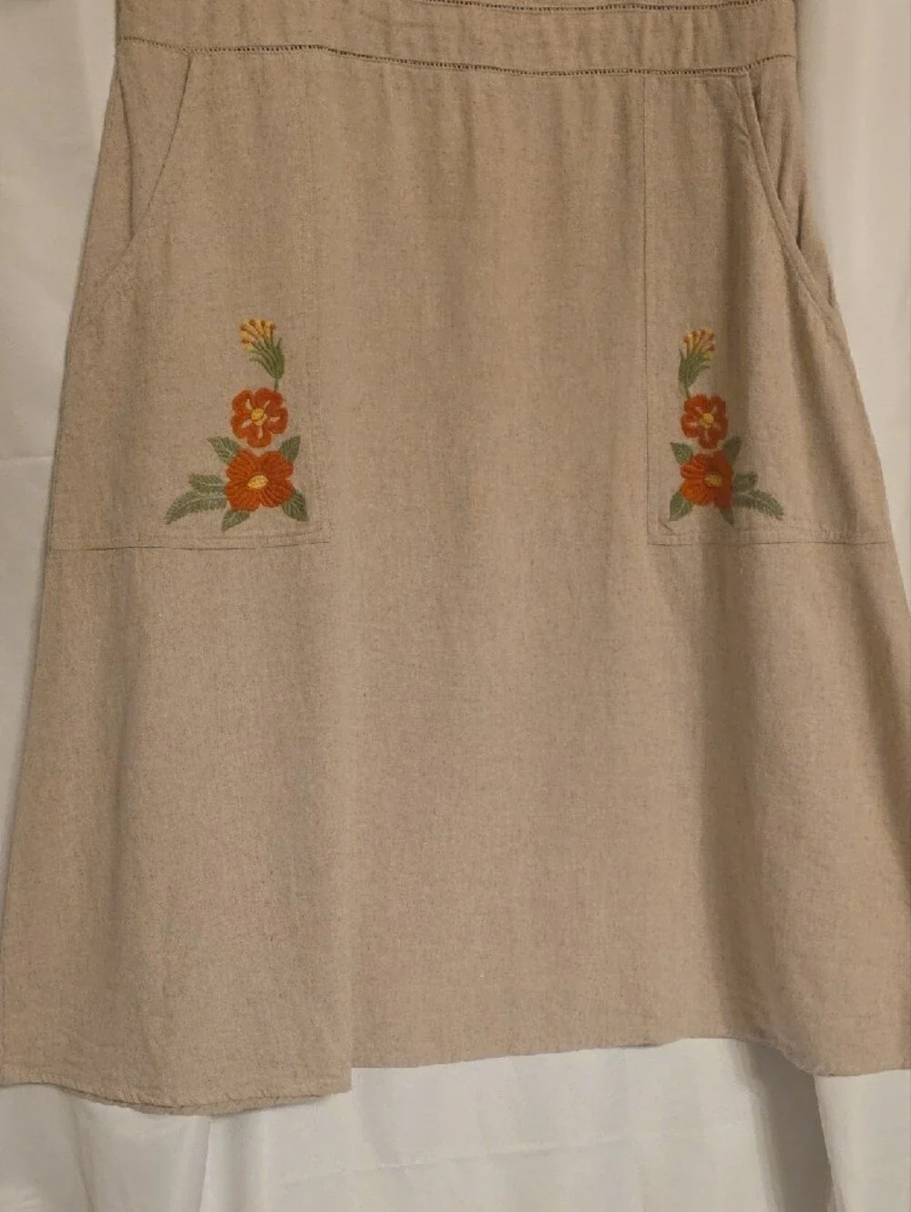 AND Natural Dress Cream Midi Dress with Floral Embroidery Size 14 - Picture 8 of 16